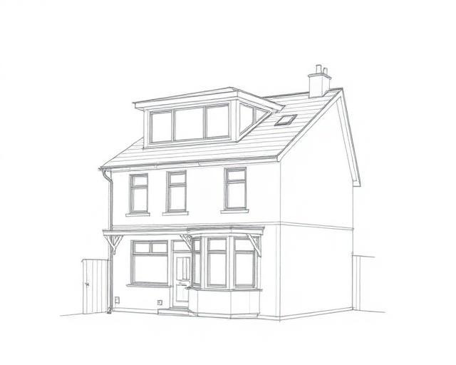 Architectural sketch of a Flat Roof Dormer conversion