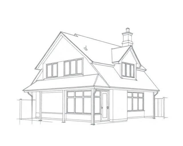 Architectural sketch of a Hip to Gable Conversion conversion