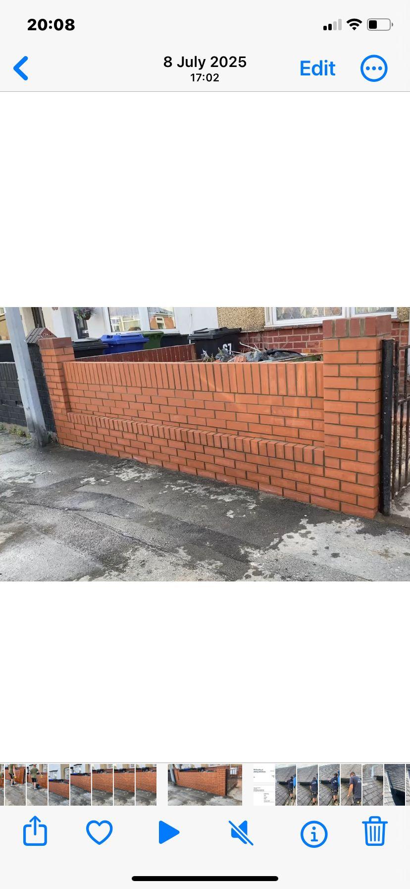 New Brick Wall Build - Yorkshire - New brick boundary wall construction with decorative coursing and neat finish.