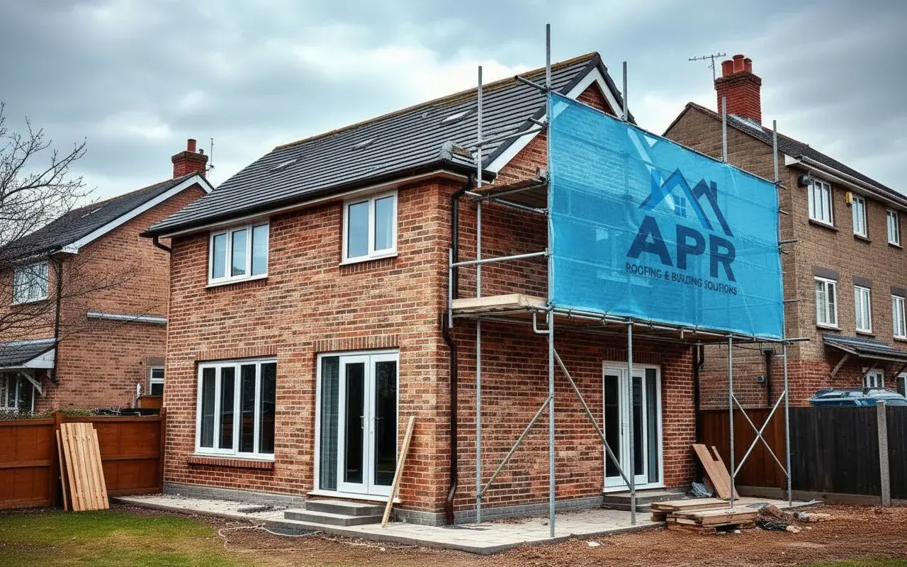 Single storey home extension with new brickwork and pitched roof by APR Building Solutions