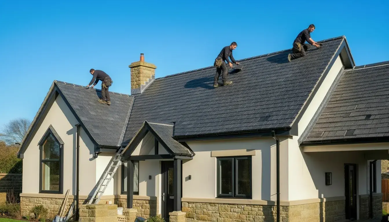 APR Roofing professional roofer installing new roof tiles on a Yorkshire property